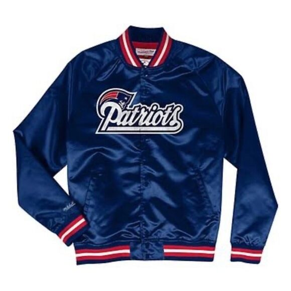 New England Patriots size XLNavy Satin Raglan Full-Snap Jacket - Picture 4 of 12